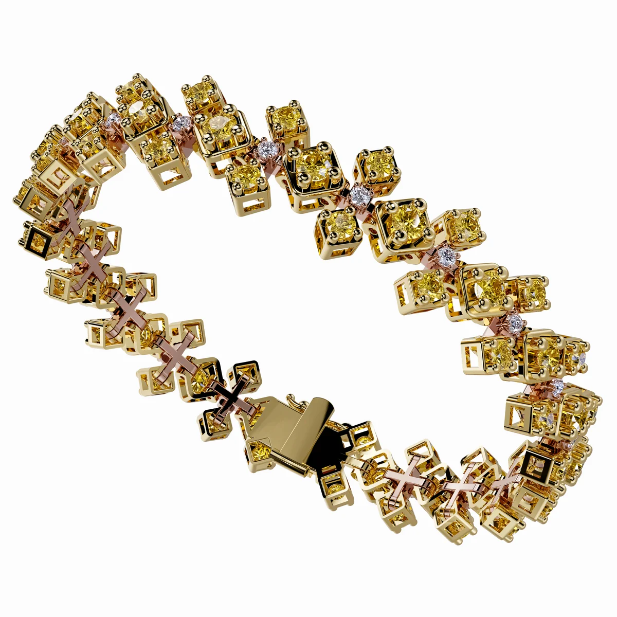 Colour variant with yellow stones and rose gold connectors