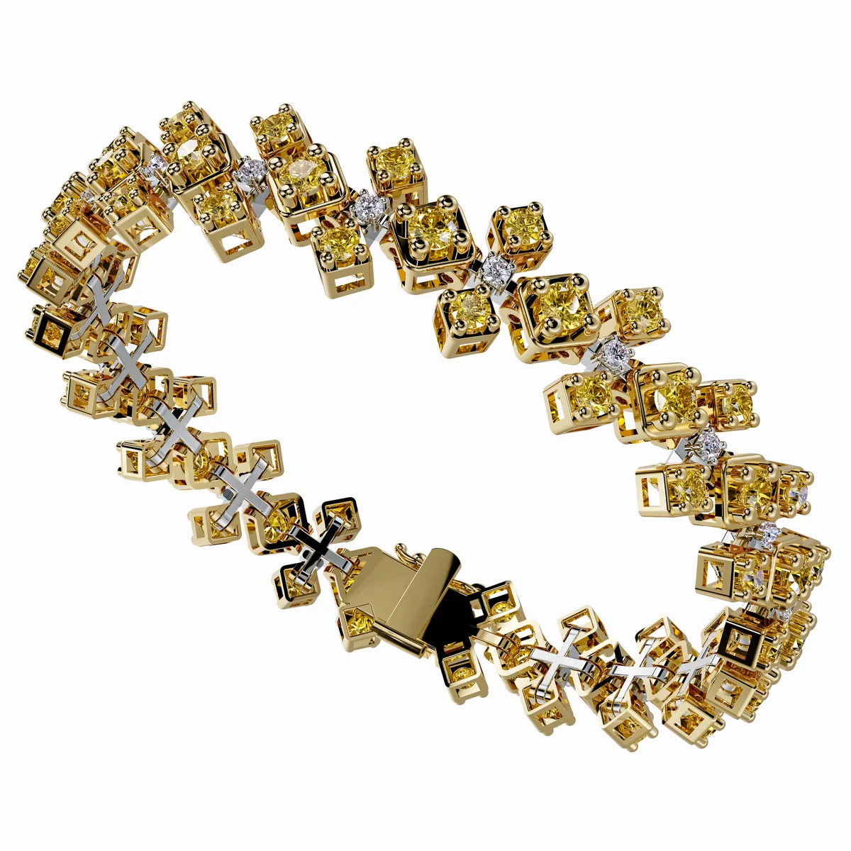Colour variant with yellow stones and white gold connectors