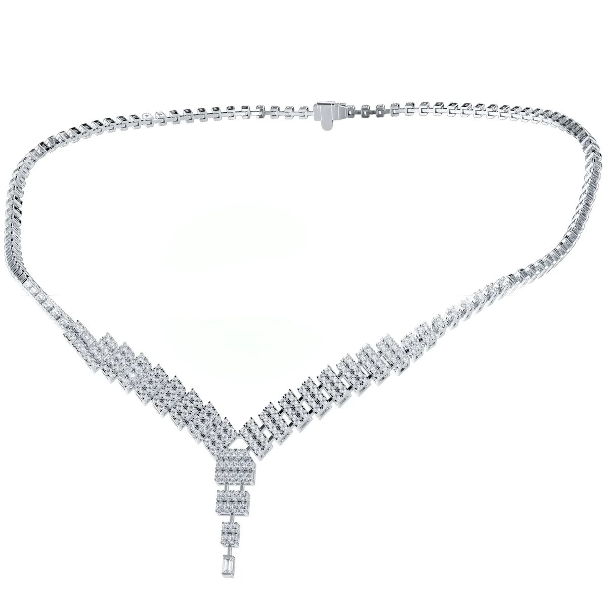 Full necklace laid flat showing the box clasp